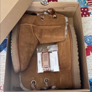 Brown Uggs with a Bailey bow